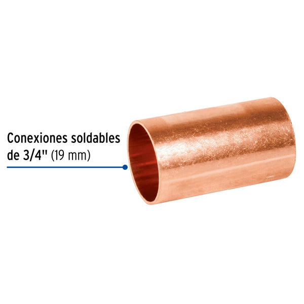 Cople Cobre sin Ranura  3/4" (19 mm) Copperflow