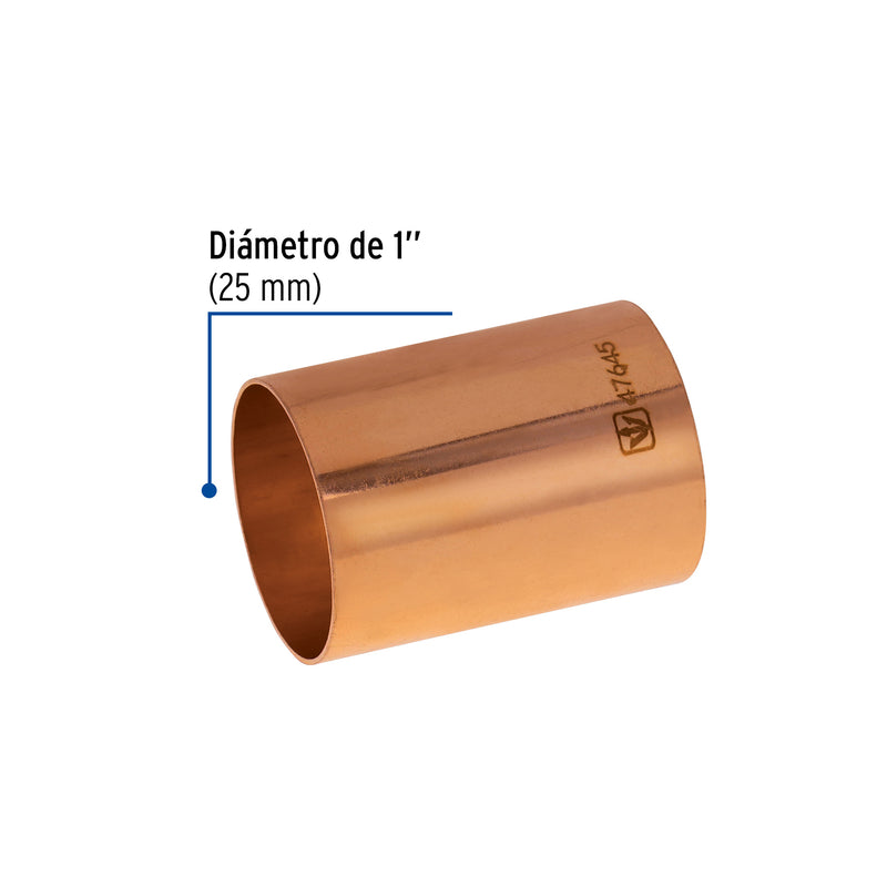 Cople Cobre sin Ranura 1" (25 mm) Basic Copperflow
