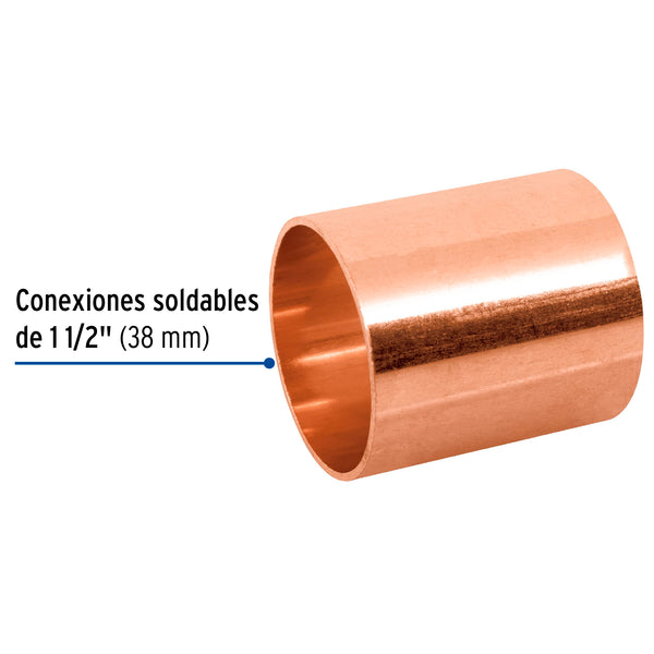 Cople Cobre 1"1/2 (38 mm) Sin Ranura Copperflow