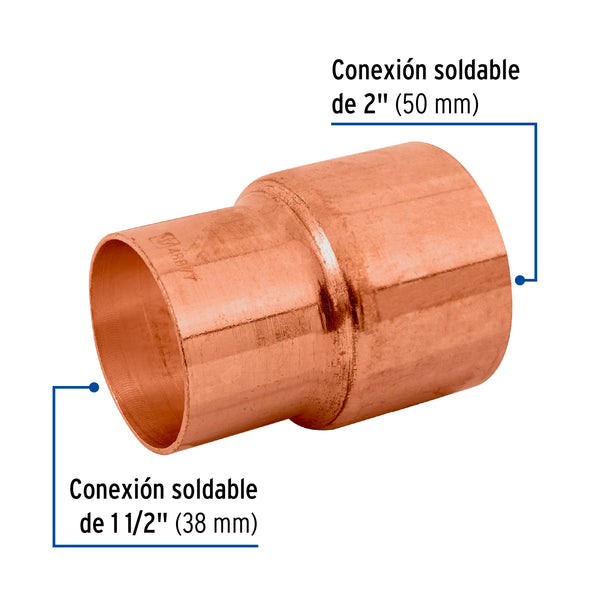Reduccion Bushing Cobre 2" X 1"1/2 Copperflow