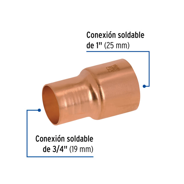 Reduccion Campana Cobre 1" X 3/4" Coppeflow