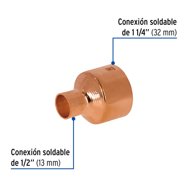 Reduccion Campana Cobre 1"1/4 X  1/2" Copperflow