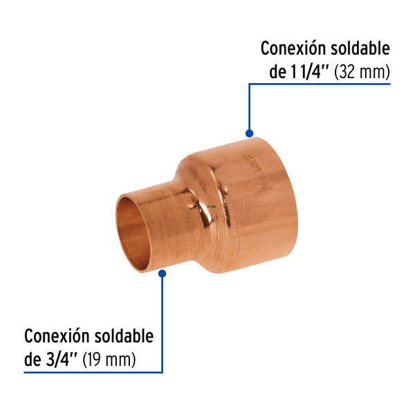 Reduccion Campana Cobre 1"1/4 X  3/4" Copperflow