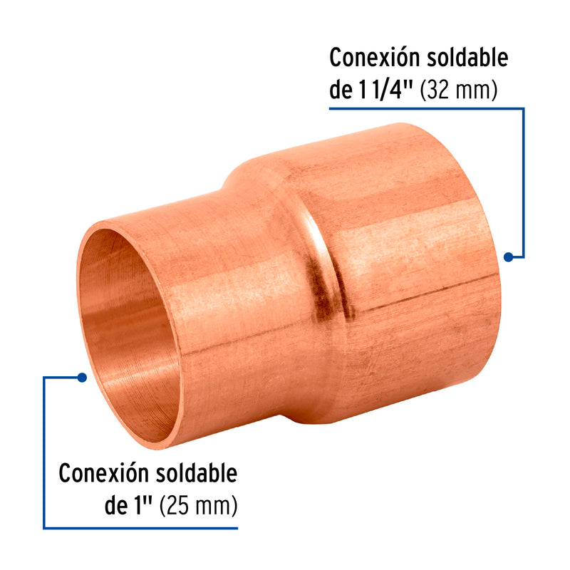 Reduccion Campana de Cobre 1"1/4 (32 mm) X 1" (25 mm)