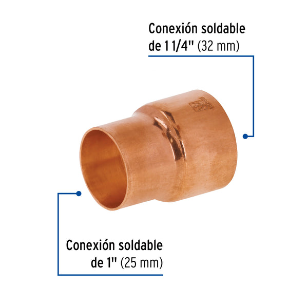 Reduccion Campana Cobre 1"1/4 X 1" Copperflow