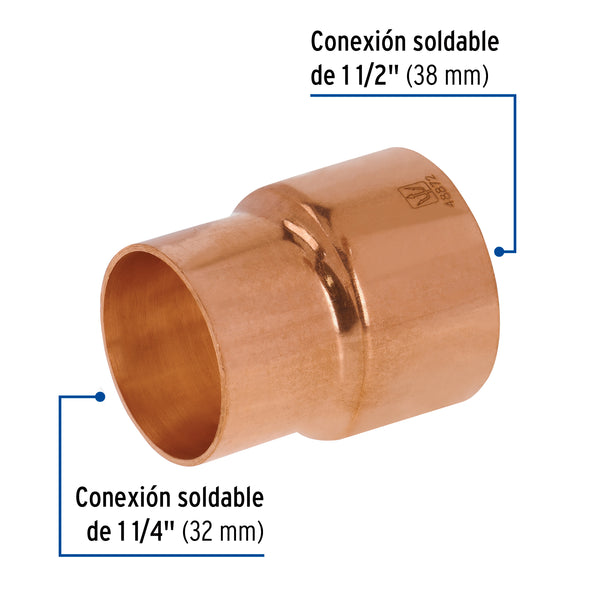 Reduccion Campana Cobre 1"1/2 X 1"1/4 Copperflow