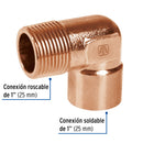 Codo Cobre 90° Rosca Exterior 1" (25 mm) Foset