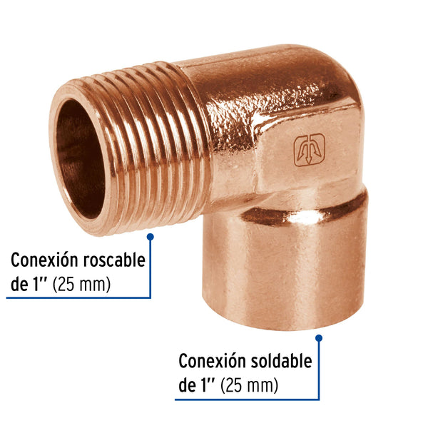 Codo Cobre 90° Rosca Exterior 1" (25 mm) Copperflow