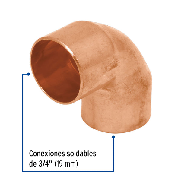 Codo Cobre 90° X  3/4" (19 mm) Foset