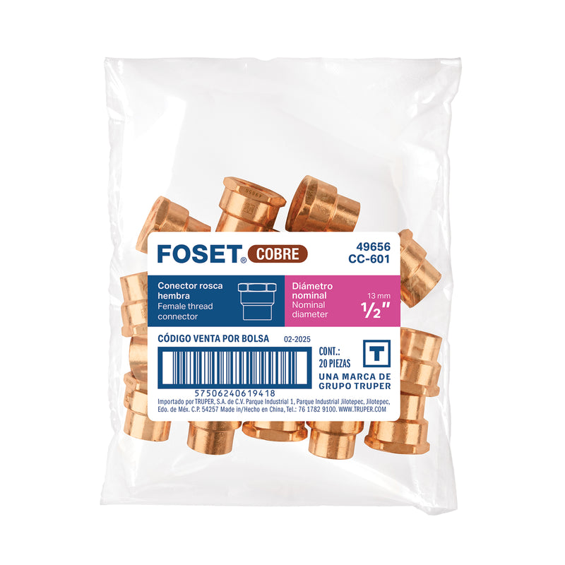 Conector Cobre Interior  1/2" (13 mm) Foset