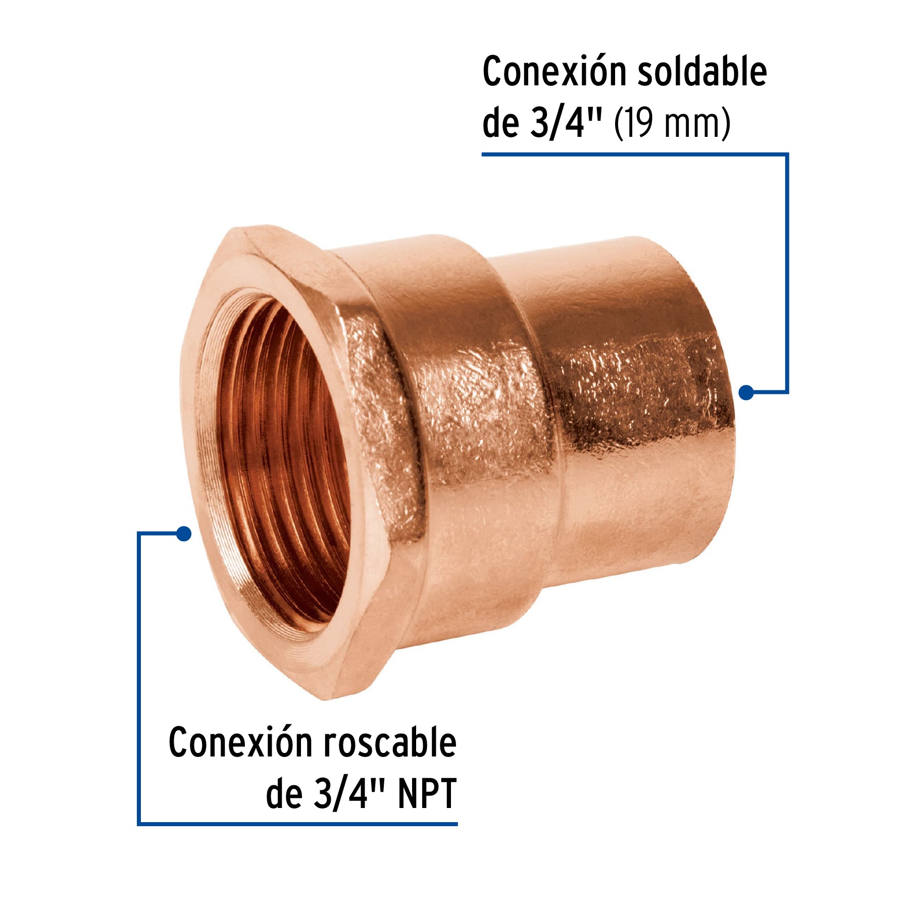 Conector Cobre Interior  3/4" (19 mm) Foset