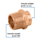 Conector Cobre Exterior  1/2" (13 mm) Foset