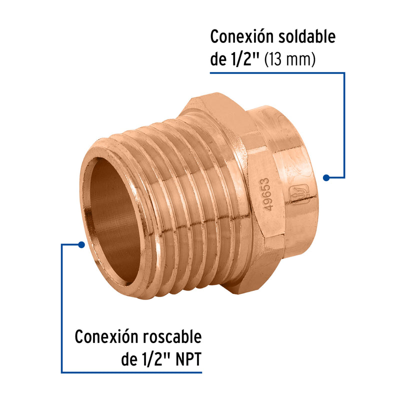 Conector Cobre Exterior 1/2" (13 mm) Foset