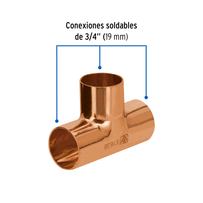 Tee Cobre  3/4" (19 mm) Basic Copperflow