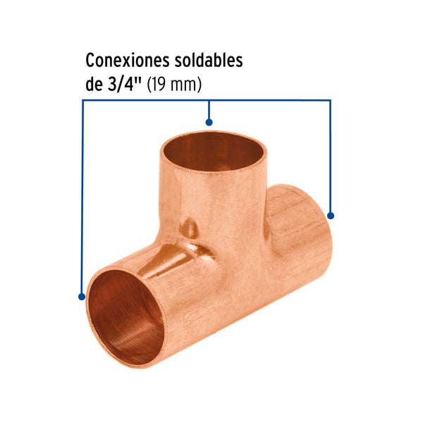 Tee Cobre 3/4" (19 mm) Foset