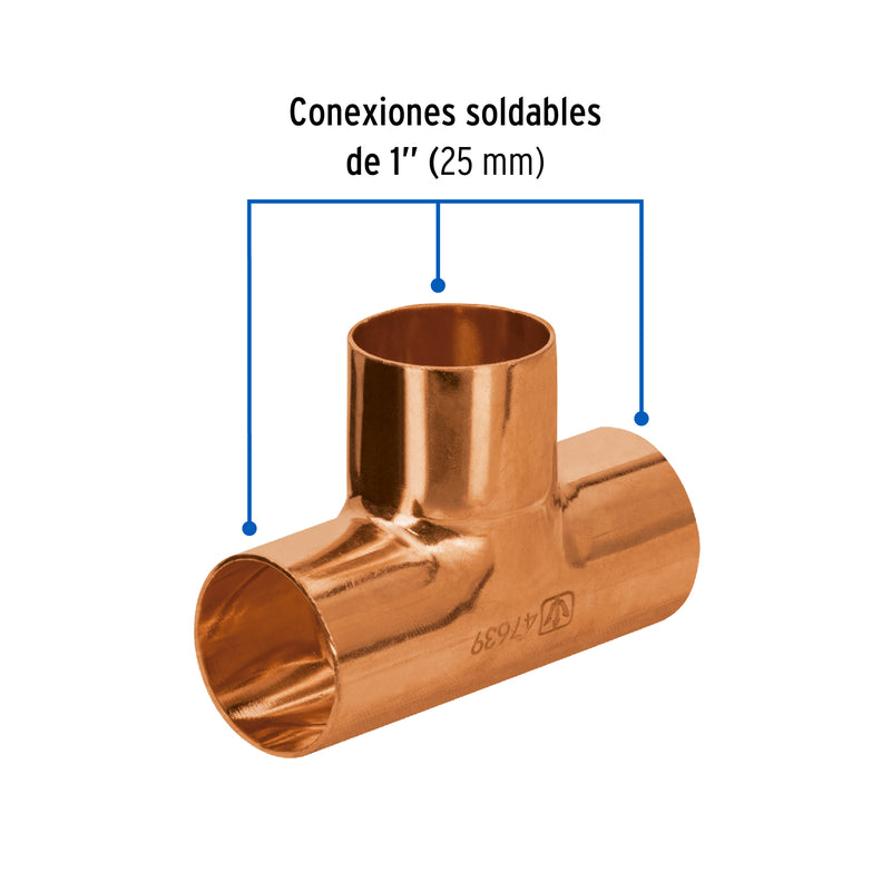 Tee Cobre 1" (25 mm) Basic Copperflow