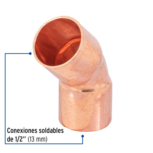 Codo Cobre 45° X  1/2" (13 mm) Foset