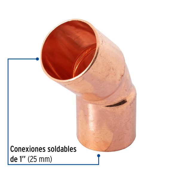 Codo Cobre 45° X 1" (25 mm) Foset