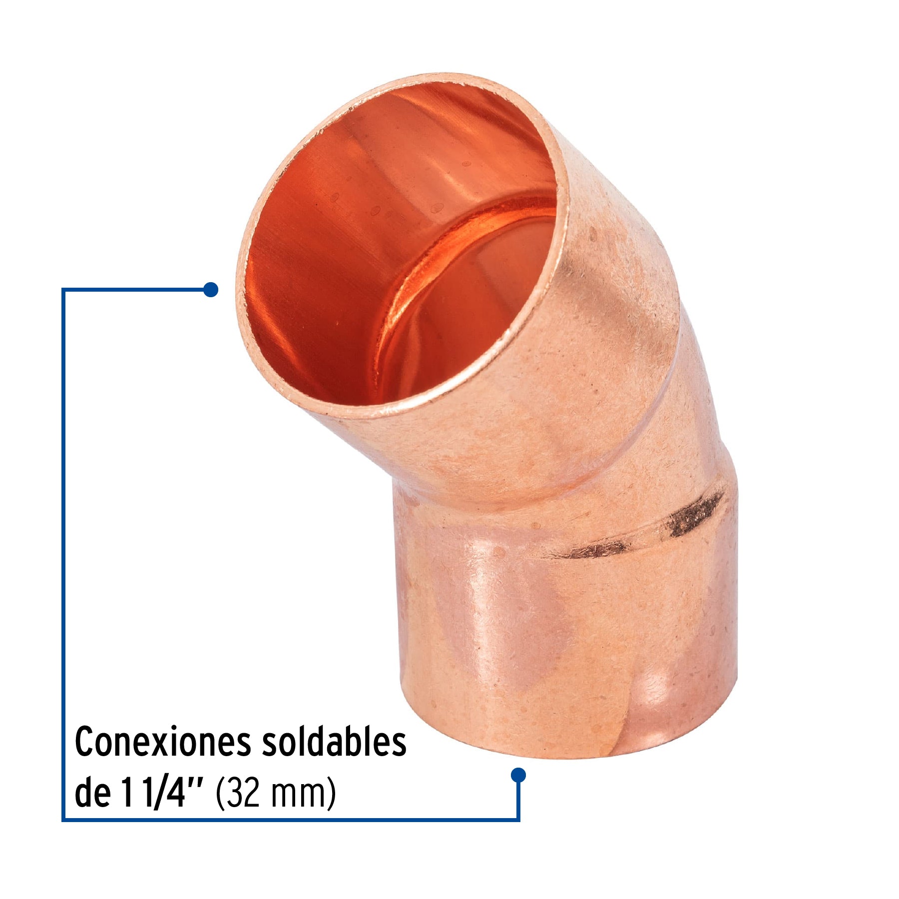 Codo Cobre 45° X 1"1/4 (32 mm) Foset
