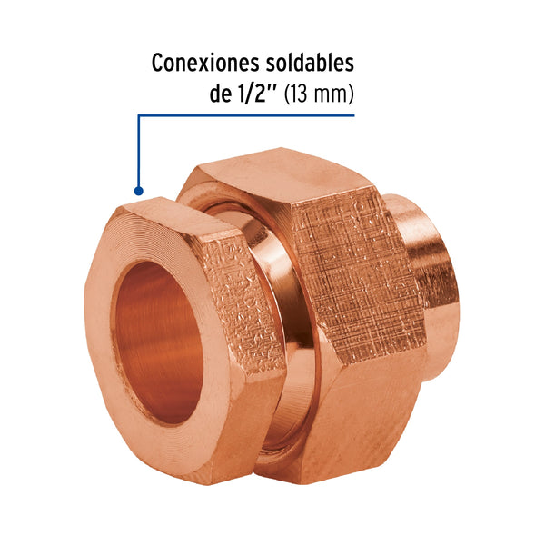 Tuerca Union Cobre Soldable  1/2" (13 mm) Foset