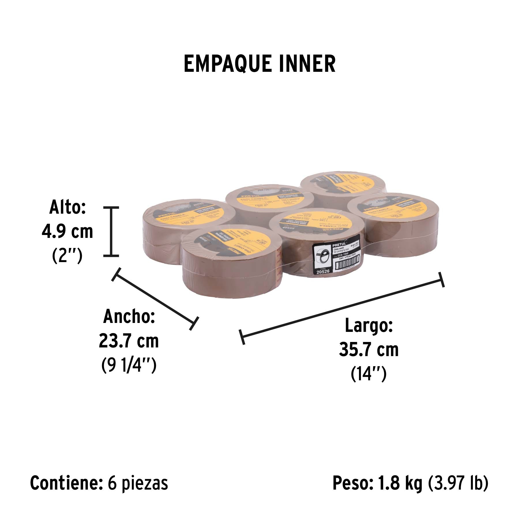 Cinta de Empaque Canela 48 mm X 150 mts Pretul