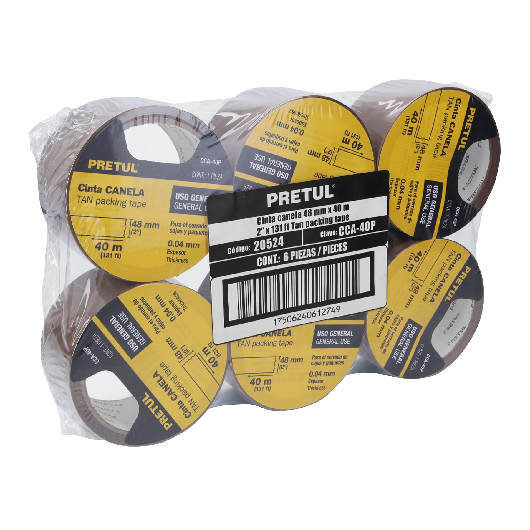 Cinta de Empaque Canela 48 mm X  40 mts Pretul