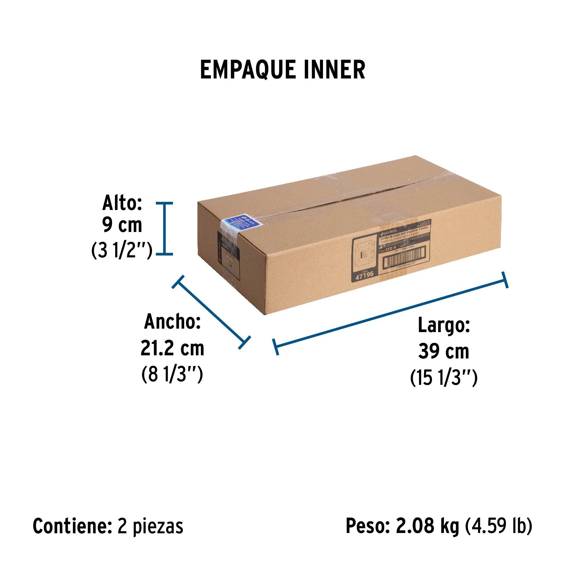 Centro de Carga Volteck 4 Polos de Empotrar