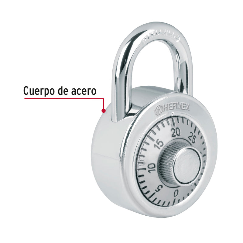 Candado de Combinacion de Disco 50 mm Hermex