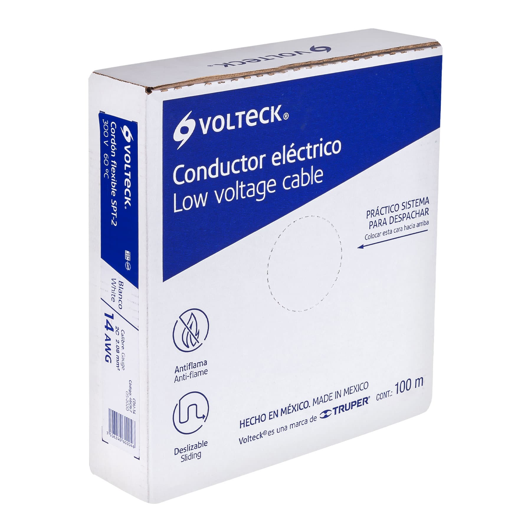 Cable Duplex Flexible 14 AWG Blanco Volteck por Metro
