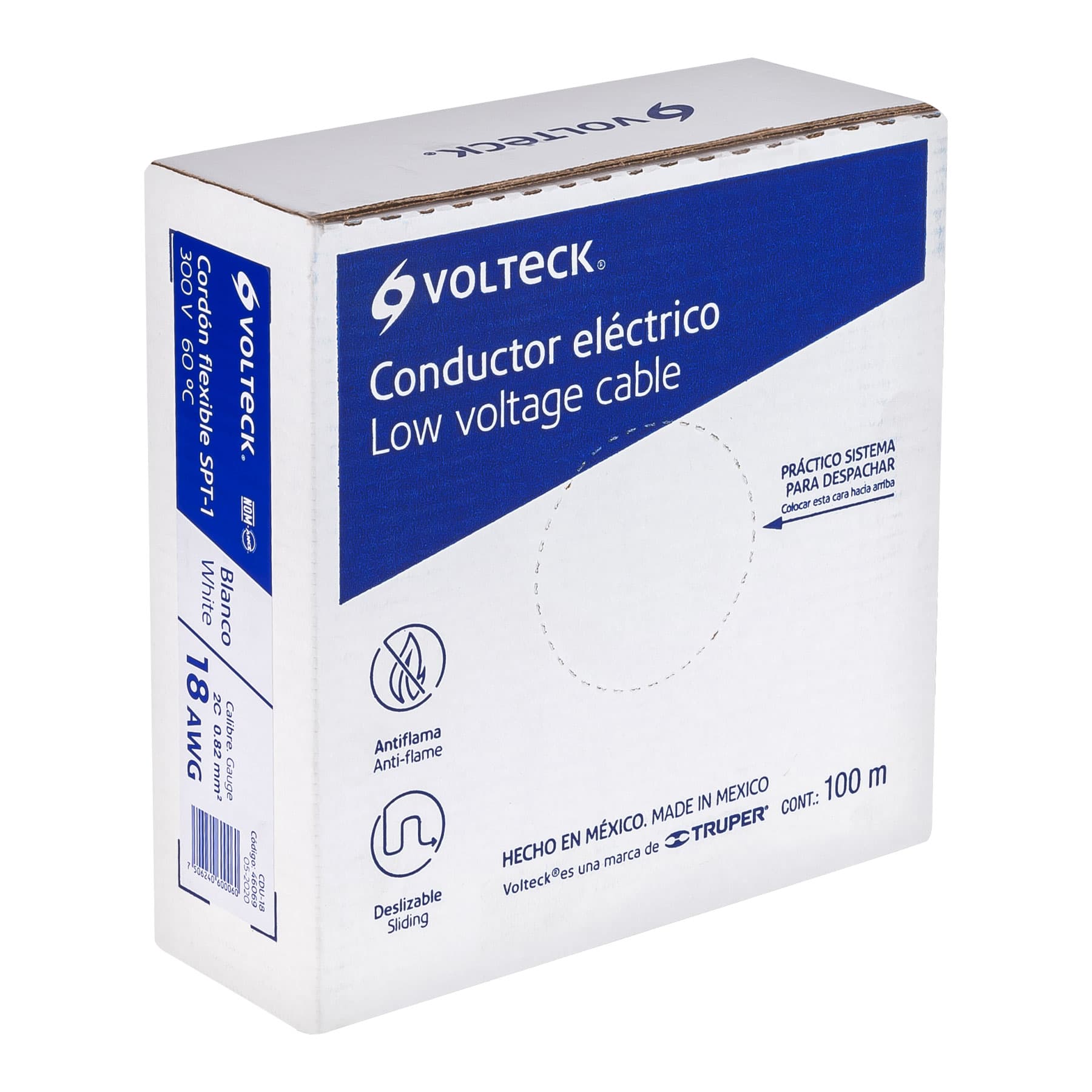 Cable Duplex Flexible 18 AWG Blanco Volteck por Metro