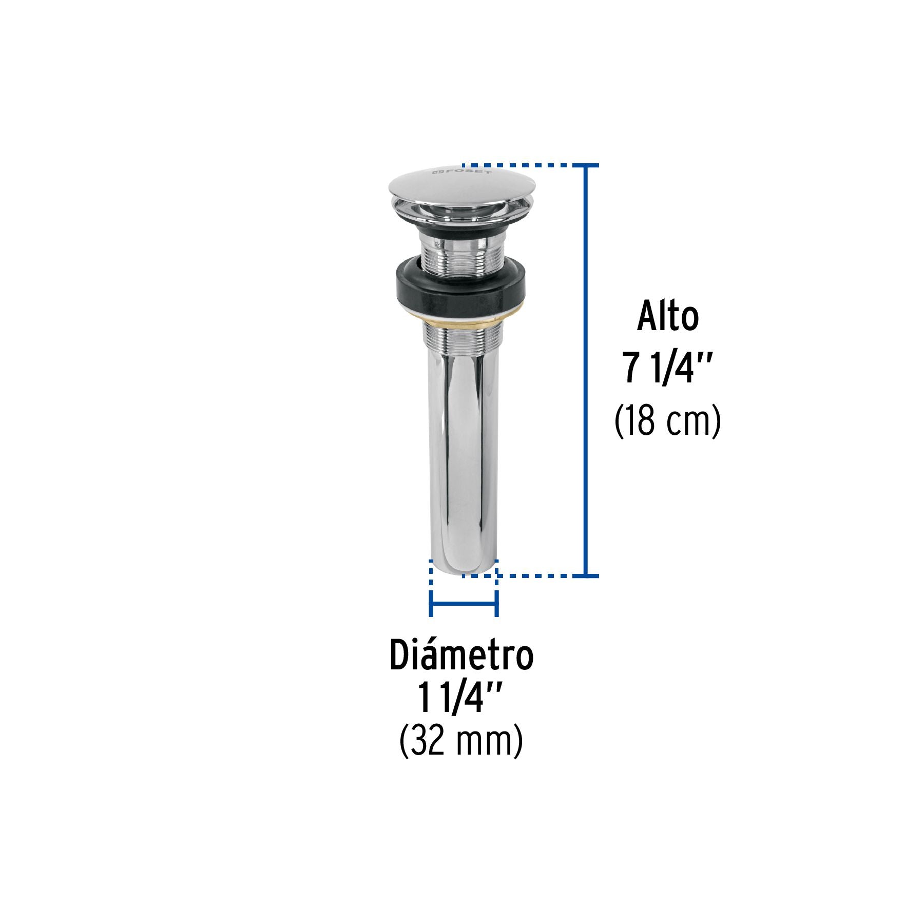 Contra para Lavabo Tipo Hongo sin Rebosadero Foset Cromo