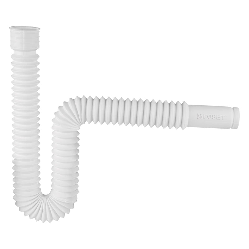 Cespol Flexible Tipo "P" para Lavabo o Fregadero Extra Largo Blanco Foset