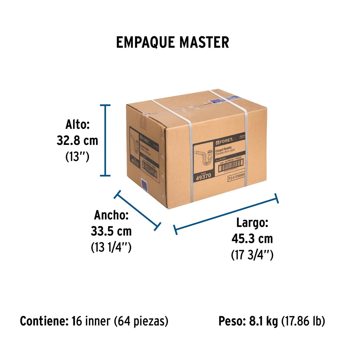 Cespol Flexible Tipo "P" para Fregadero de Polipropileno Foset