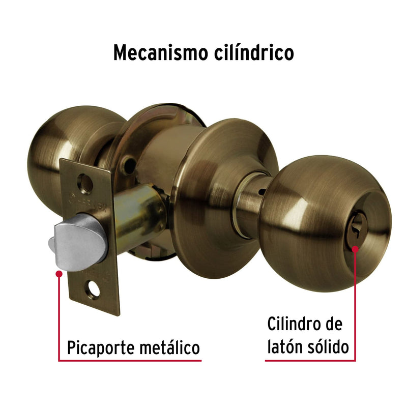 Cerradura Tipo Esfera Hermex Laton Antigo Entrada Principal