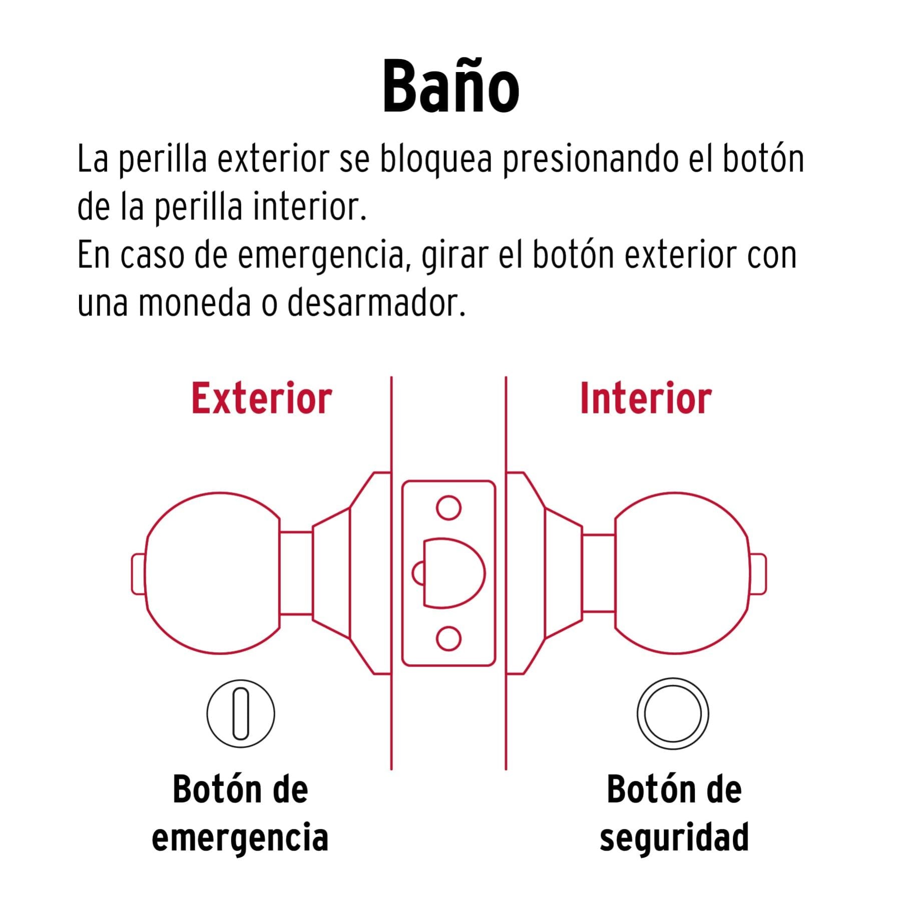 Cerradura Tipo Esfera Cilindrico HERMEX Cromo Baño