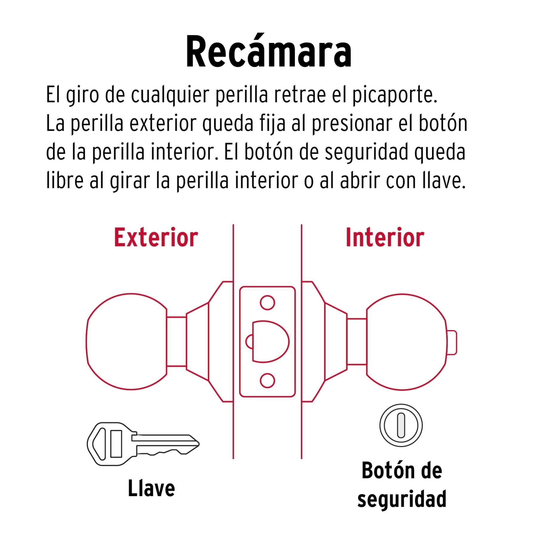 Cerradura Tipo Esfera Cilindrico HERMEX Cromo Recamara