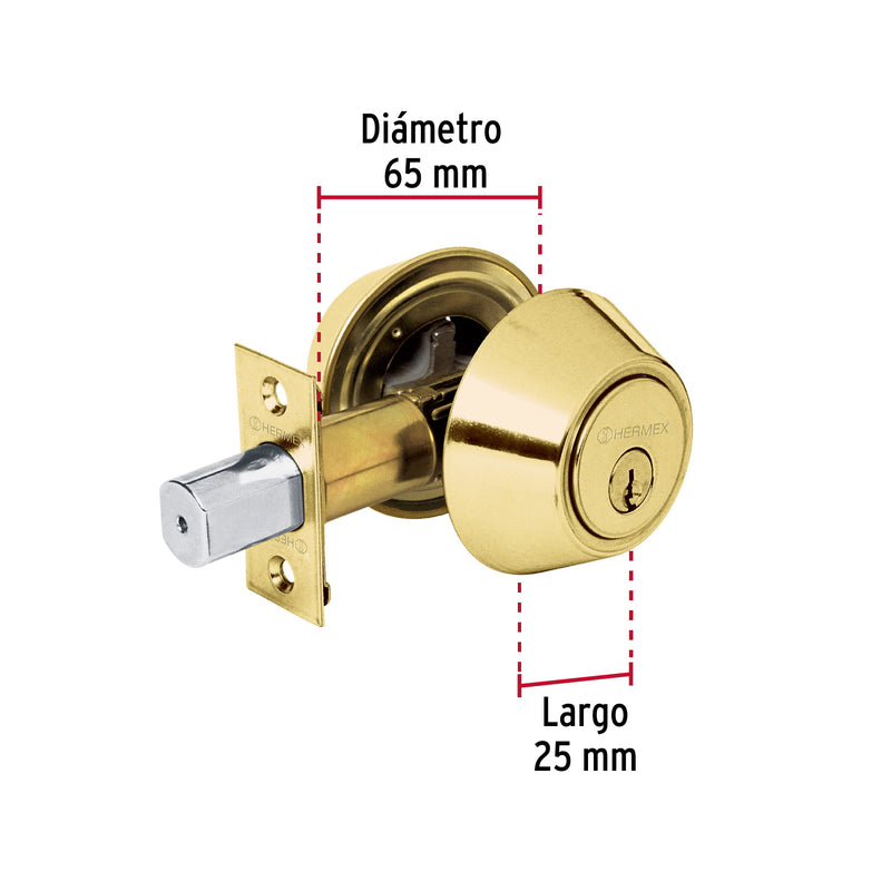 Cerrojo Llave - Mariposa Hermex Basic Llave Tradicional Laton Brillante