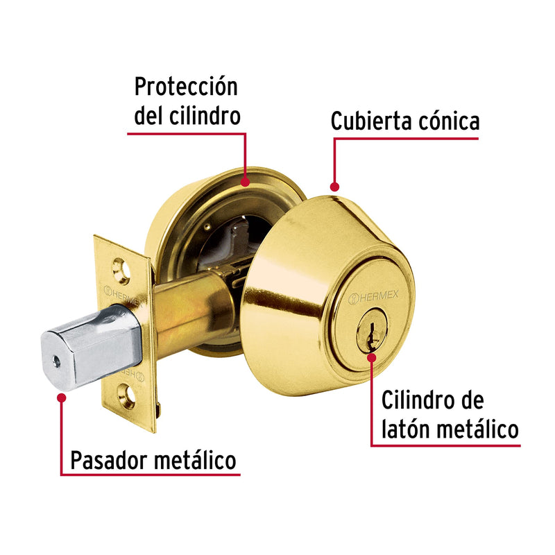 Cerrojo Llave - Llave Hermex Basic Llave Tradicional Laton Brillante