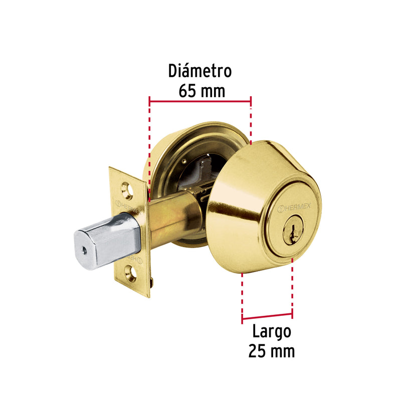 Cerrojo Llave - Llave Hermex Basic Llave Tradicional Laton Brillante