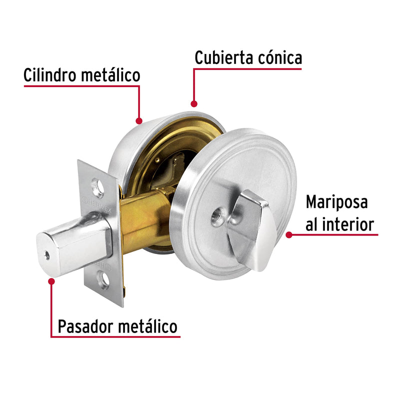 Cerrojo Llave - Mariposa Hermex Basic Llave Tradicional Cromo Mate