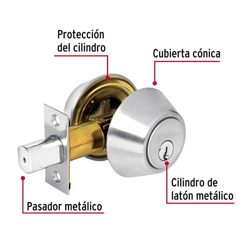 Cerrojo Llave - Llave Hermex Basic Llave Tradicional Cromo Mate