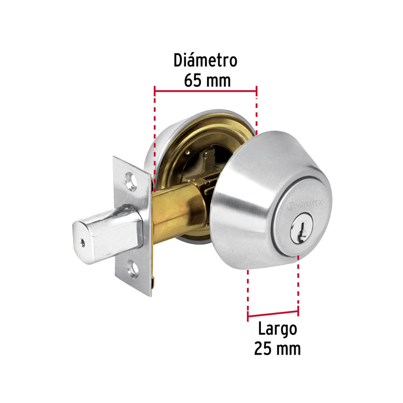 Cerrojo Llave - Llave Hermex Basic Llave Tradicional Cromo Mate