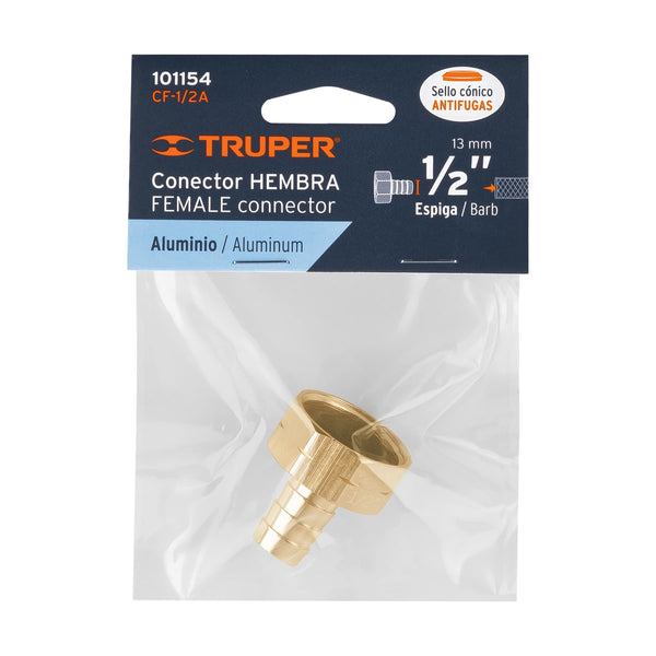 Conector para Manguera Hembra de Aluminio 1/2" Truper