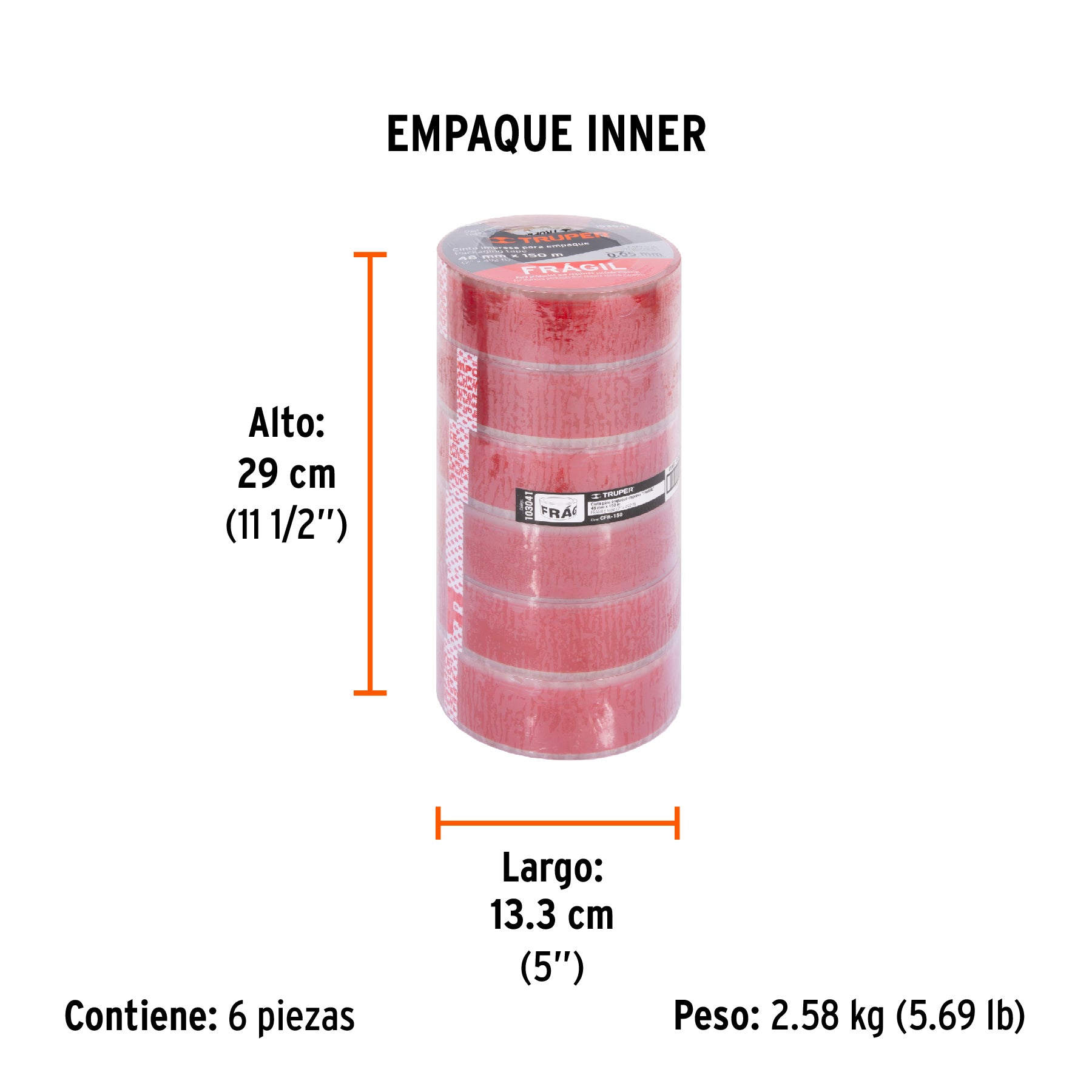 Cinta de Empaque "Fragil" 48 mm X  150 mts Truper