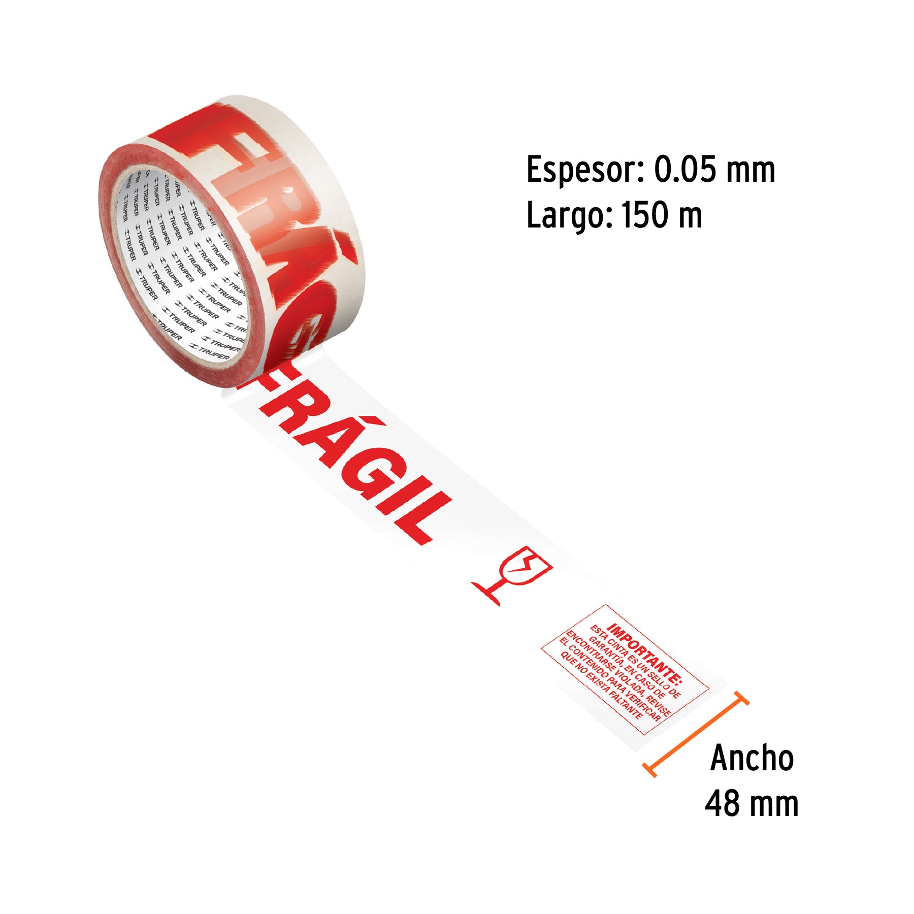 Cinta de Empaque "Fragil" 48 mm X  150 mts Truper