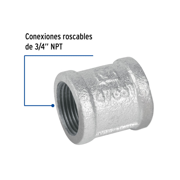 Cople Galvanizado 3/4" (19 mm) Galvaflow