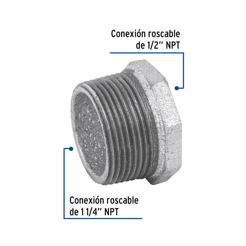 Reduccion Bushing Galvanizada 1"1/4 x  1/2" Galvaflow