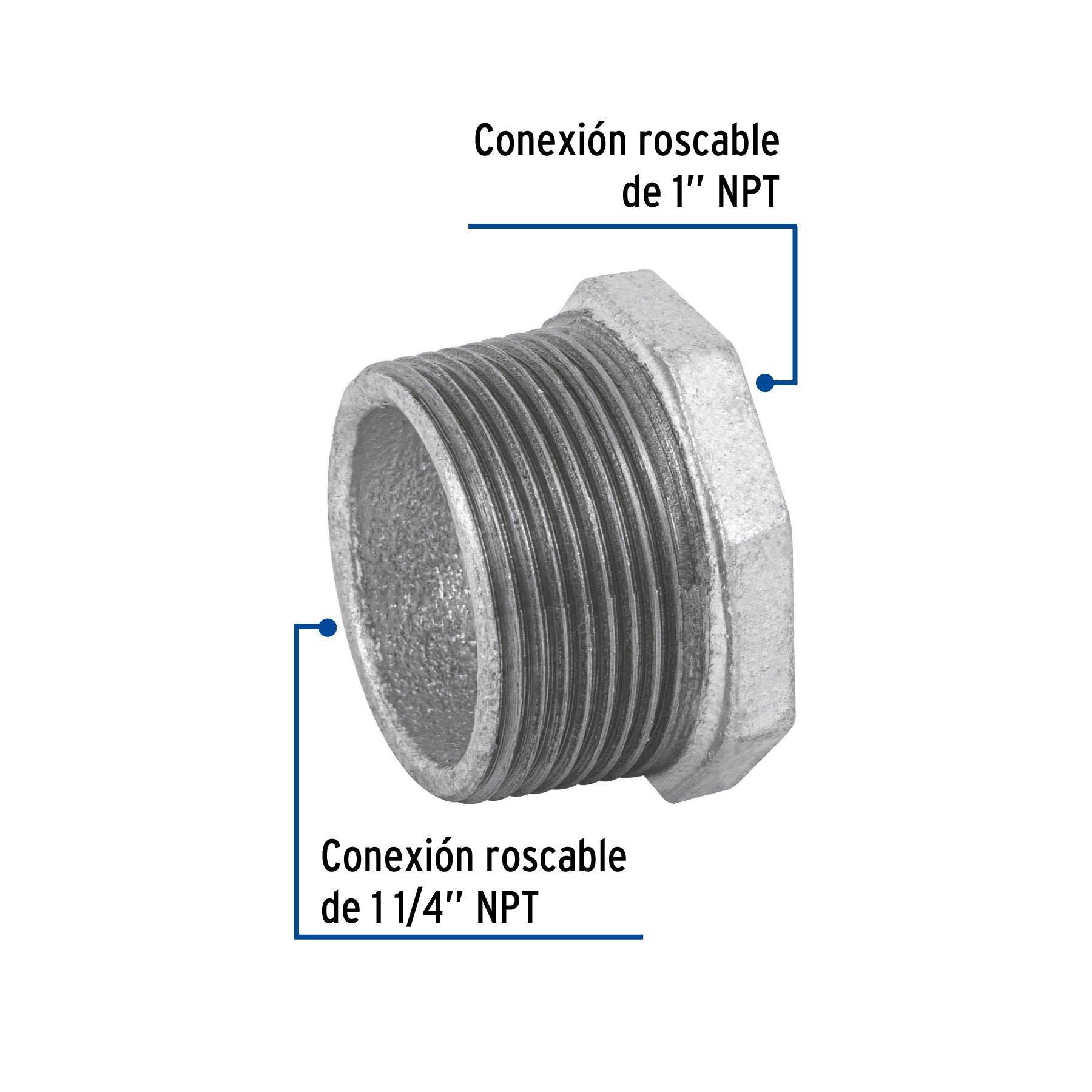 Reduccion Bushing Galvanizada 1"1/4 x 1" Galvaflow