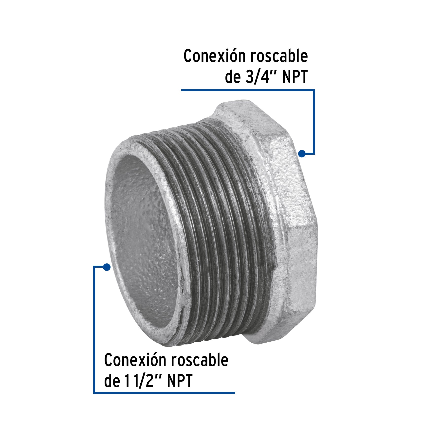 Reduccion Bushing Galvanizada 1"1/2 x  3/4" Galvaflow