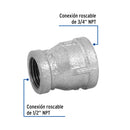 Reduccion Campana Galvanizada 3/4" x 1/2" Galvaflow